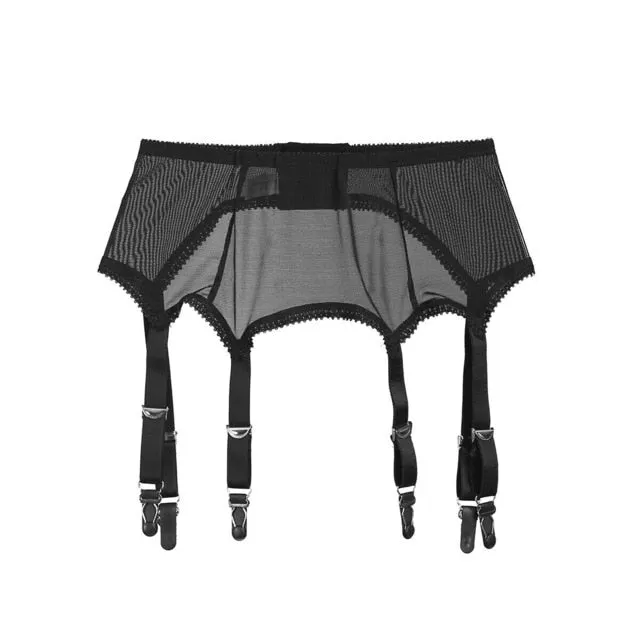 2019 Women Mesh Sexy Garter Belt 6 Metal Buckles Straps Sexy Lingerie Suspender Elastic Belt Garters Night Club Femme Underwear
