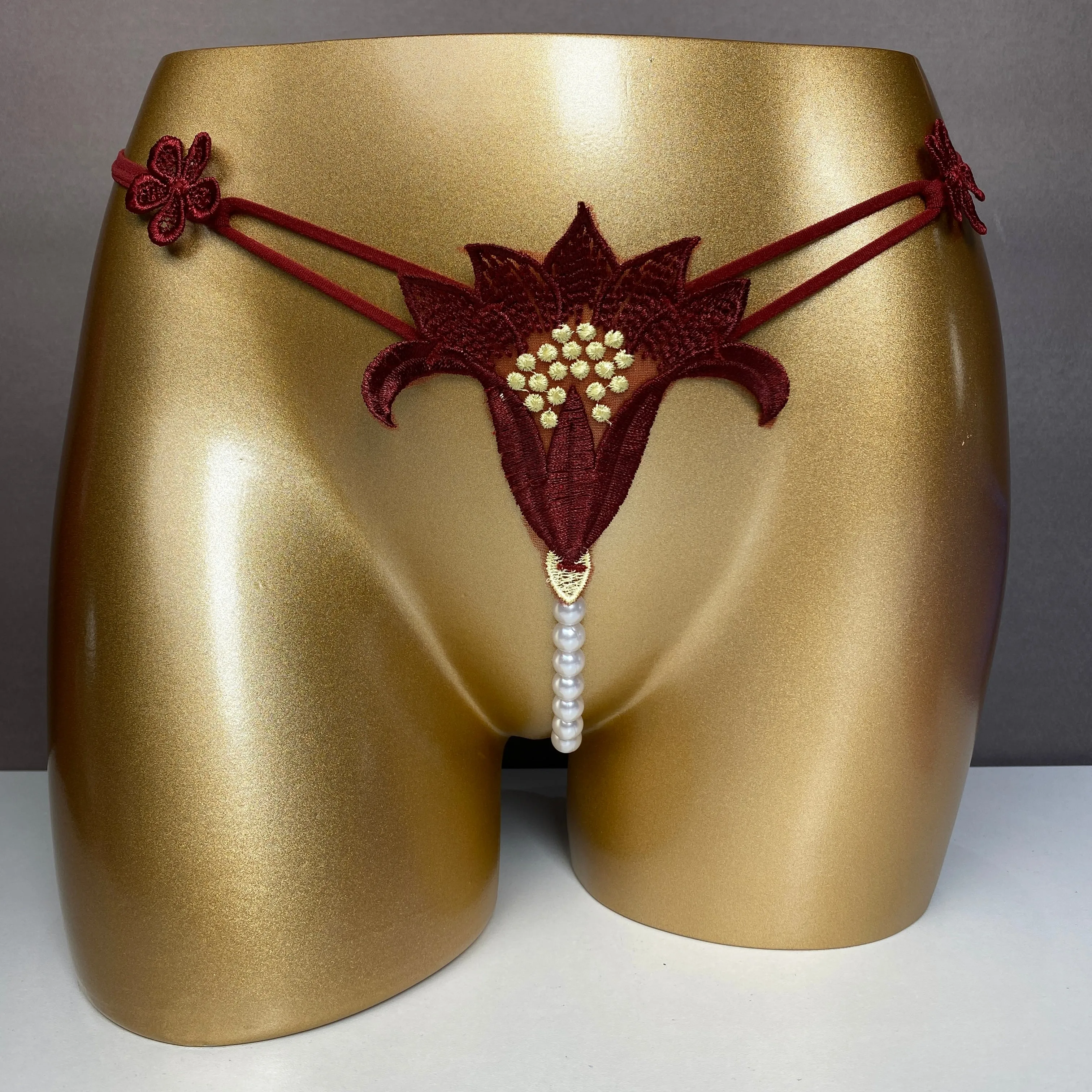 3 Pack Women's G-String with Pearls Ball Sexy Briefs Lingerie underwear