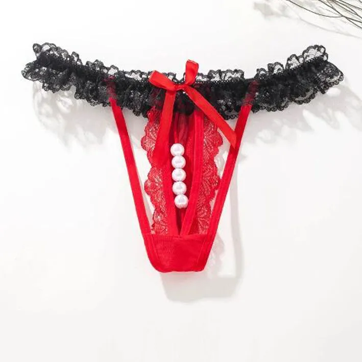 6 Pack Women's Lace Sexy Panties with pearls