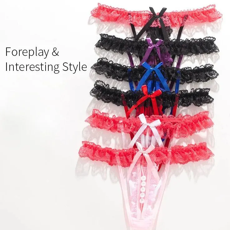 6 Pack Women's Lace Sexy Panties with pearls