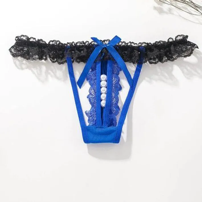6 Pack Women's Lace Sexy Panties with pearls