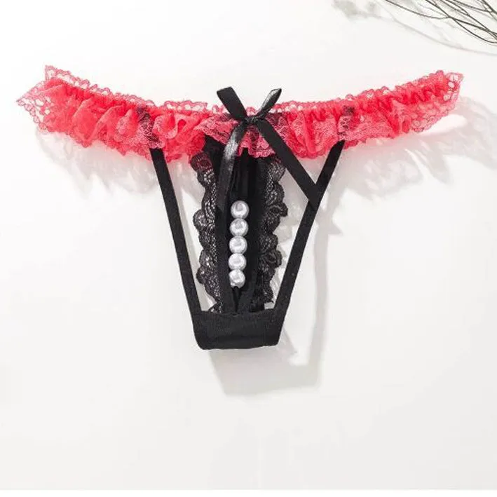 6 Pack Women's Lace Sexy Panties with pearls