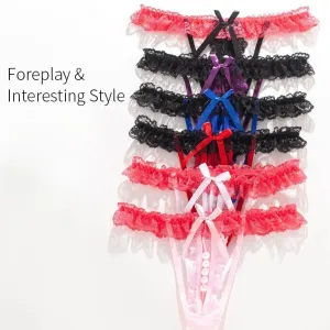 6 Pack Women's Lace Sexy Panties with pearls