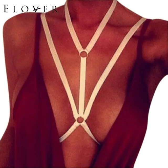 Elover Erotic Sexy Lingerie Bandage Spaghetti Crop Cami Hollow Bra Sexy Underwear Women Top Halter Strap Bra Unlined Adjustable