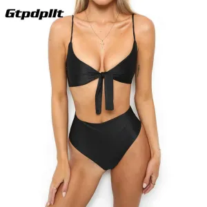 Gtpdpllt Beach Summer panties and bra set Women bras Black Yellow brief set sexy lingerie women Padded High Waist underwear