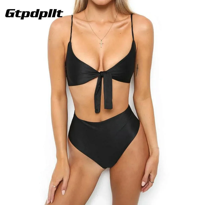 Gtpdpllt Beach Summer panties and bra set Women bras Black Yellow brief set sexy lingerie women Padded High Waist underwear
