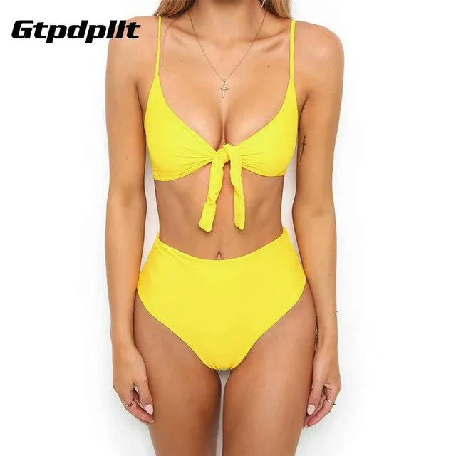 Gtpdpllt Beach Summer panties and bra set Women bras Black Yellow brief set sexy lingerie women Padded High Waist underwear