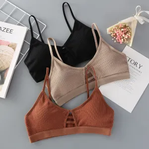 GUMPRUN Thin Strap Bralette Sexy Lingerie Seamless Hollow Out Soft Bras For Women Wireless Push Up Bra Comfortable Underwear