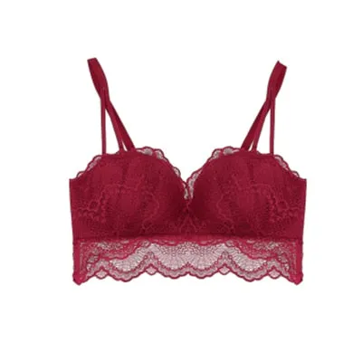 Lace Double Push Up Bra And Panties Sets Longline Plus Size Brassiere Women Black Underwear Sexy Lingerie Set Japanese Rimless