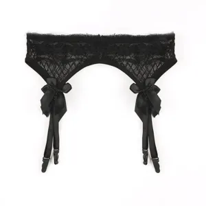 Ladies Sheer Intimates Female Stockings Set Sexy Lingerie Hot Lace Top Thigh High Stockings Garter Belt G-string Sexy Underpants