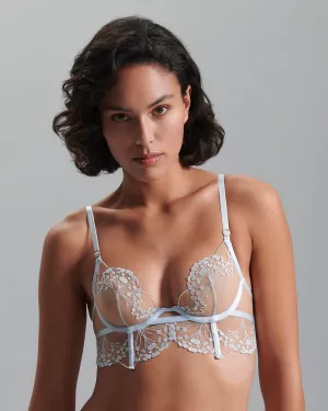 Marisa Embroidered Sheer Bra Blue