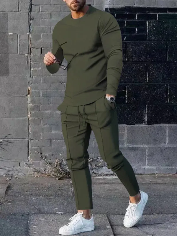 Men Sleek Casual Jogger Two-Piece Set