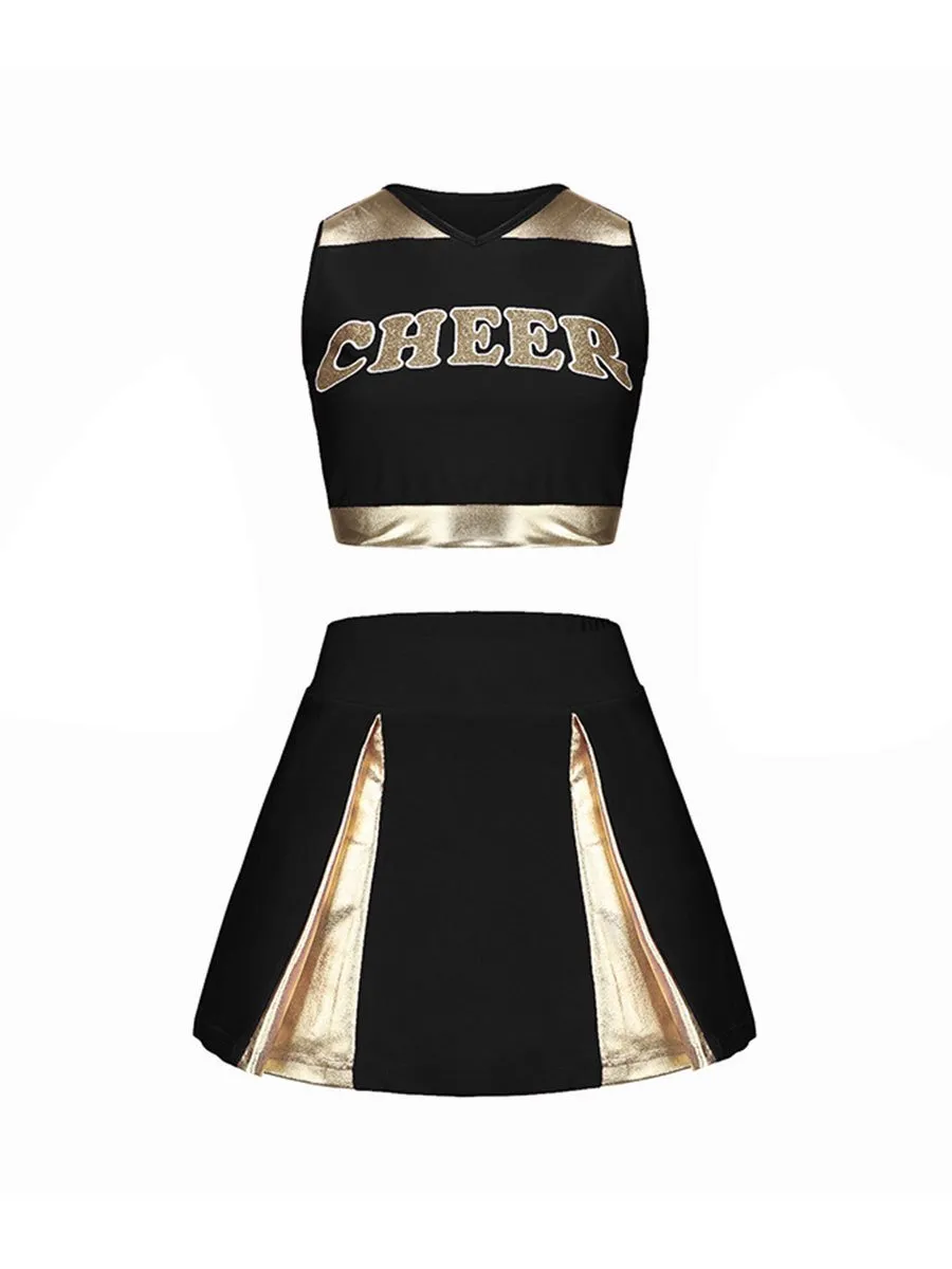 Naughty Cheer Metallic Skirt Set