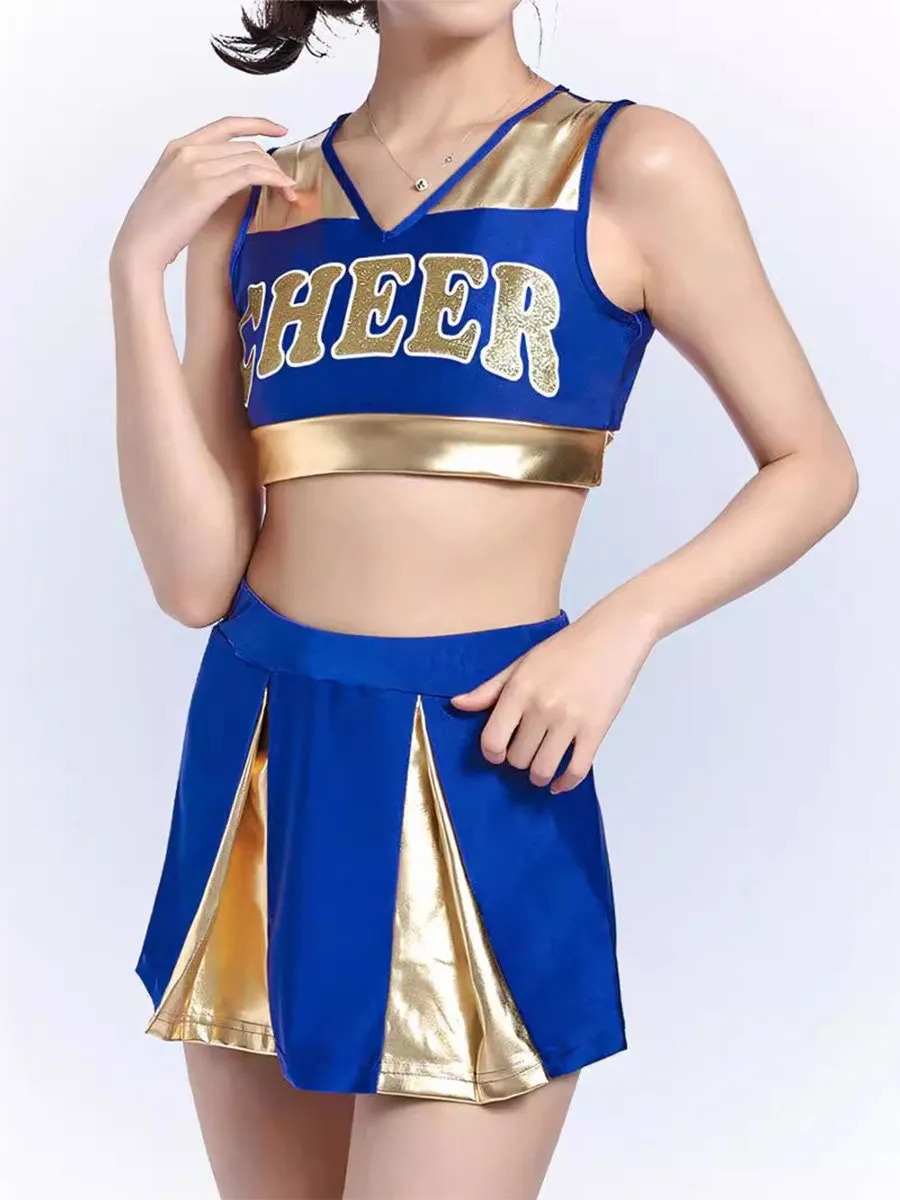 Naughty Cheer Metallic Skirt Set
