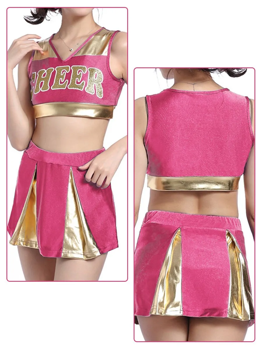 Naughty Cheer Metallic Skirt Set