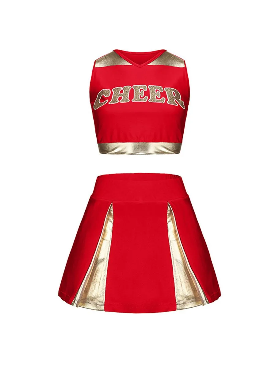 Naughty Cheer Metallic Skirt Set