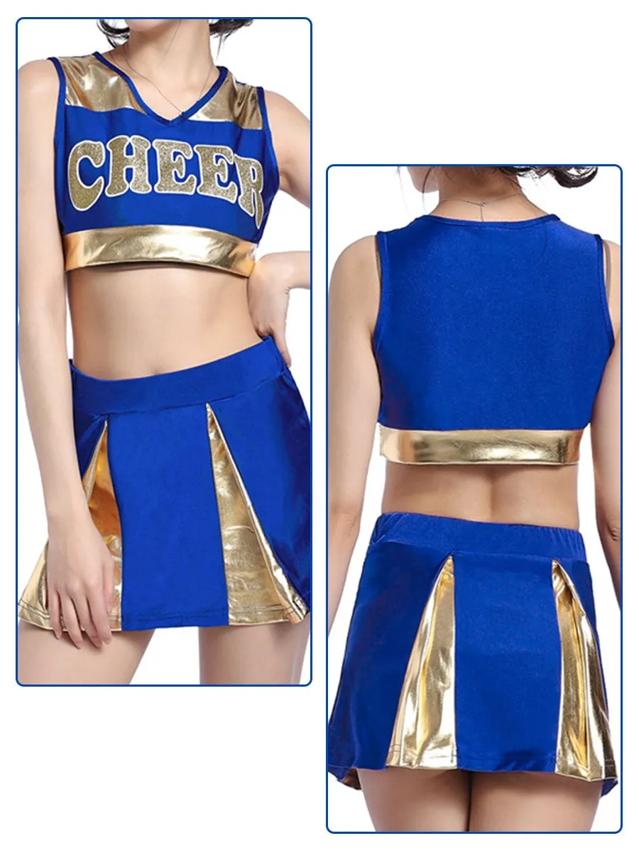 Naughty Cheer Metallic Skirt Set