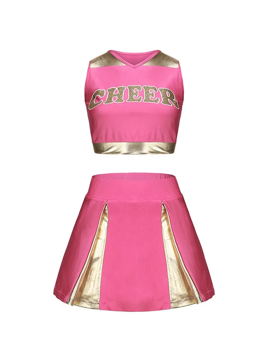 Naughty Cheer Metallic Skirt Set