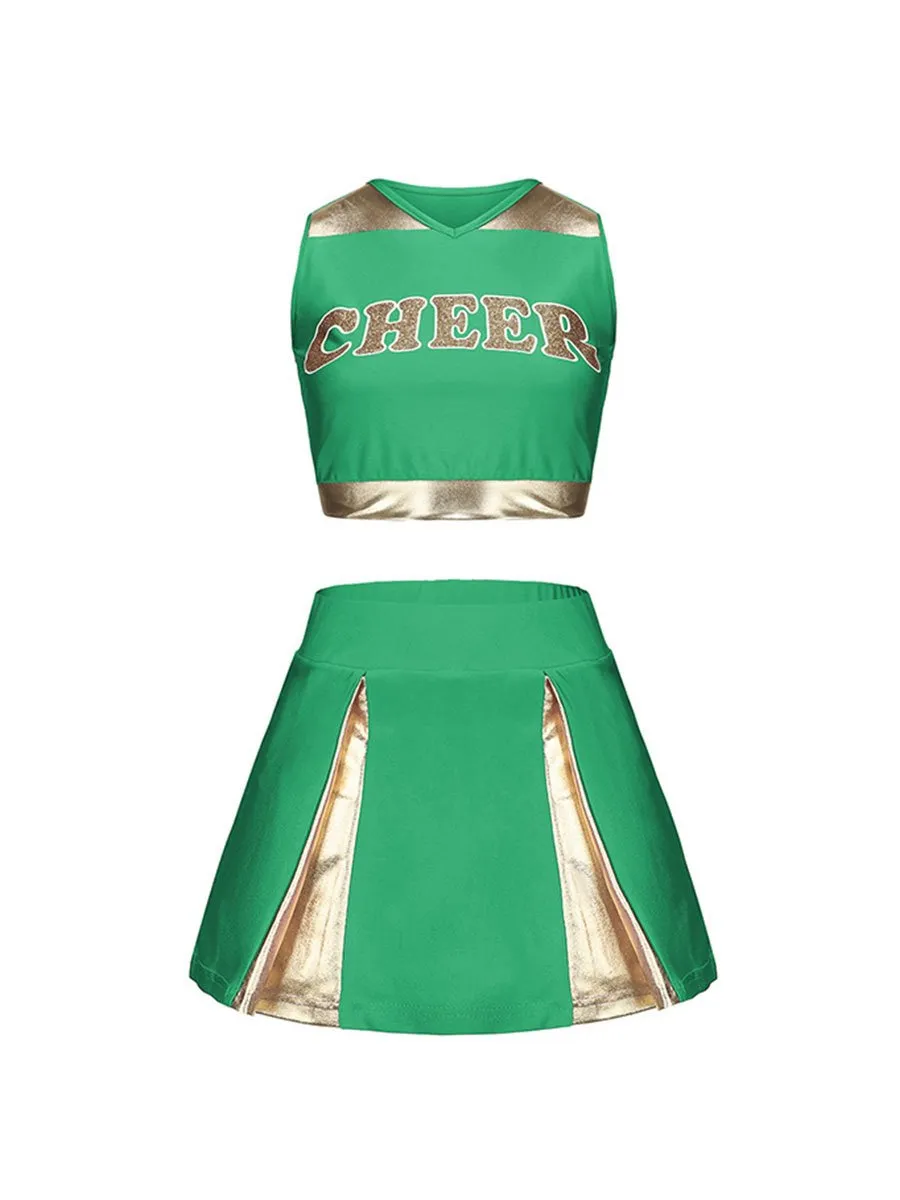 Naughty Cheer Metallic Skirt Set