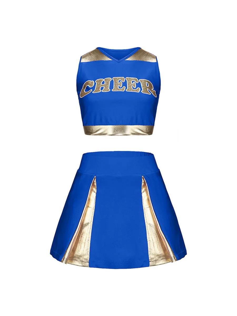 Naughty Cheer Metallic Skirt Set