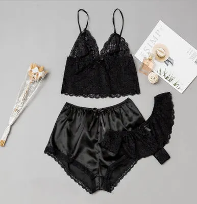 Satin Lingerie Lace Set