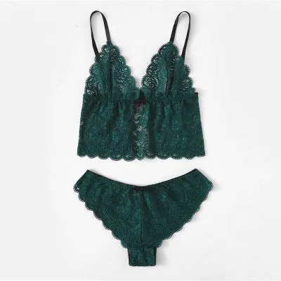 Satin Lingerie Lace Set