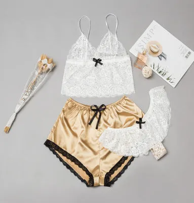 Satin Lingerie Lace Set