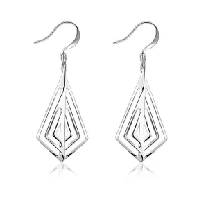 silver plated earing Smooth Rhombus Shaped drop Earring silver plated Earrings 241 ELY