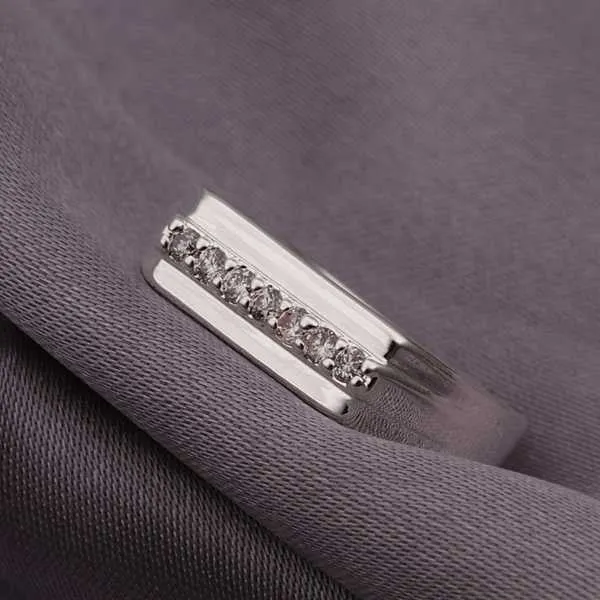 silver-plated rings for men Inlaid Stone Middle Section Smooth anel masculino jewelry display ELY