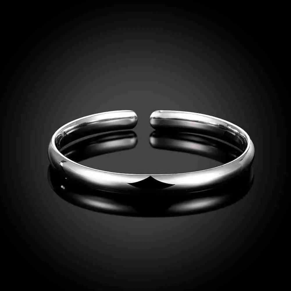 style 925 Sterling Silver charms bangle Smooth Women Wedding Bracelet men jewelry HBB 42 ELY