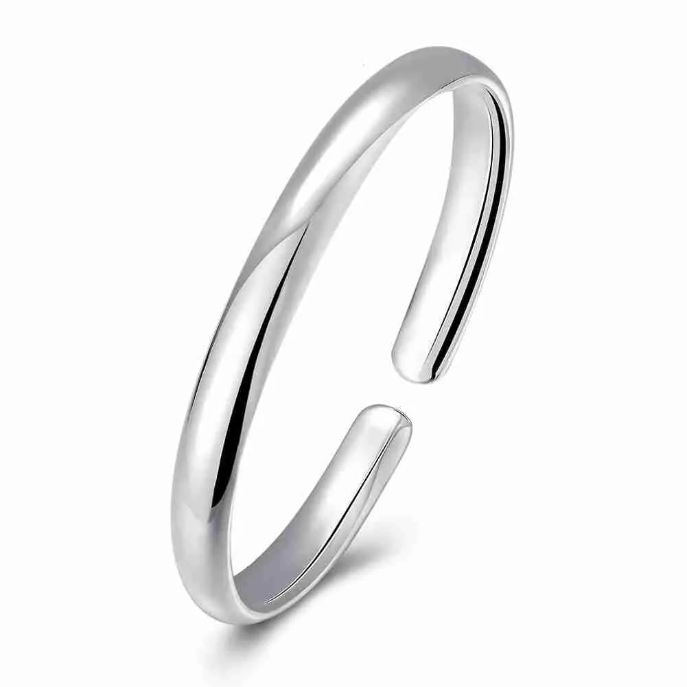 style 925 Sterling Silver charms bangle Smooth Women Wedding Bracelet men jewelry HBB 42 ELY