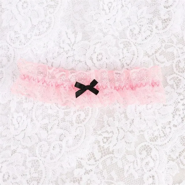 Women Bow Leg Ring Sexy Lingerie Lace Floral Garter Belt Bowknot Leg Loop Wedding Garters Bridal Cosplay Fashion Stocking